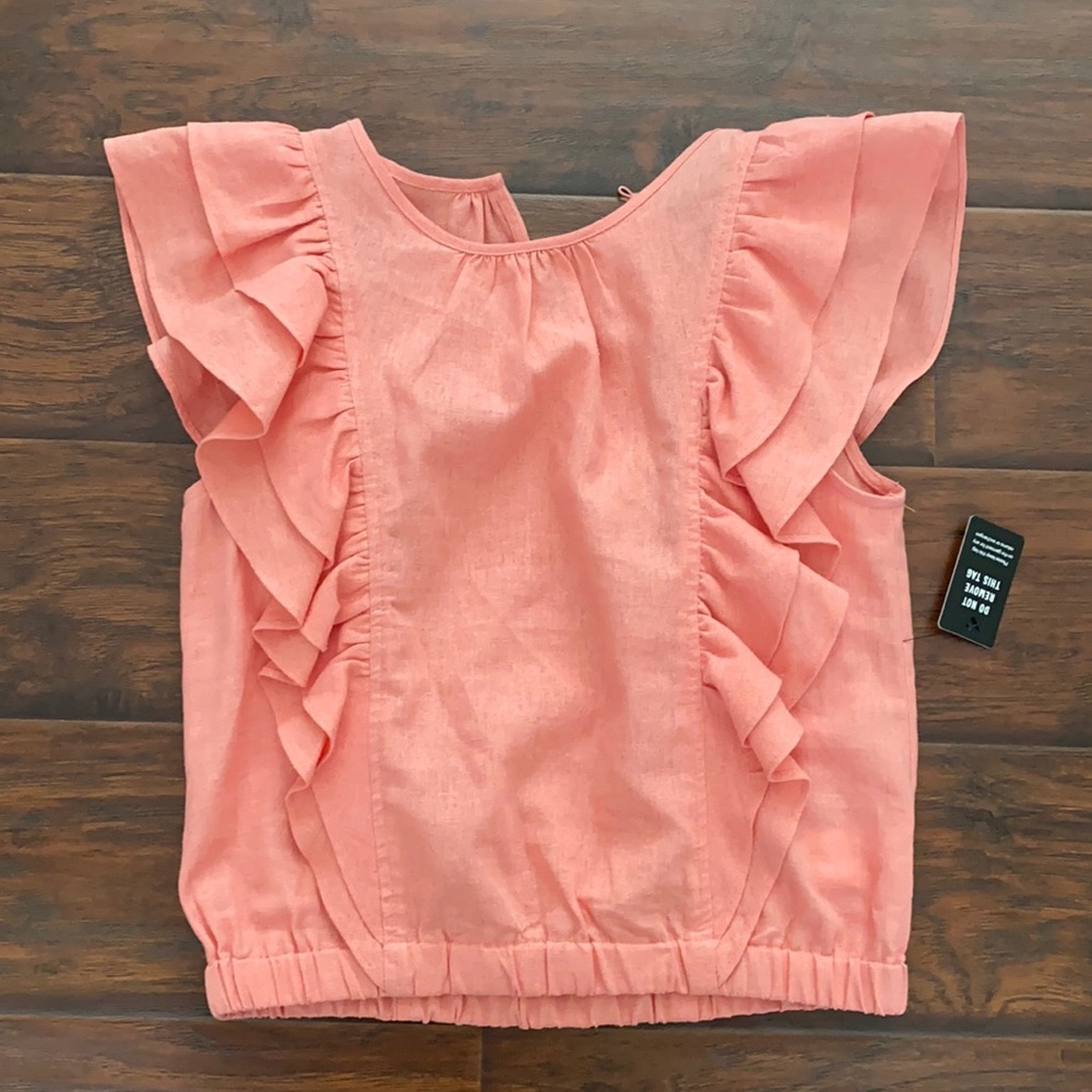 Linen Banded Bottom Ruffle Top